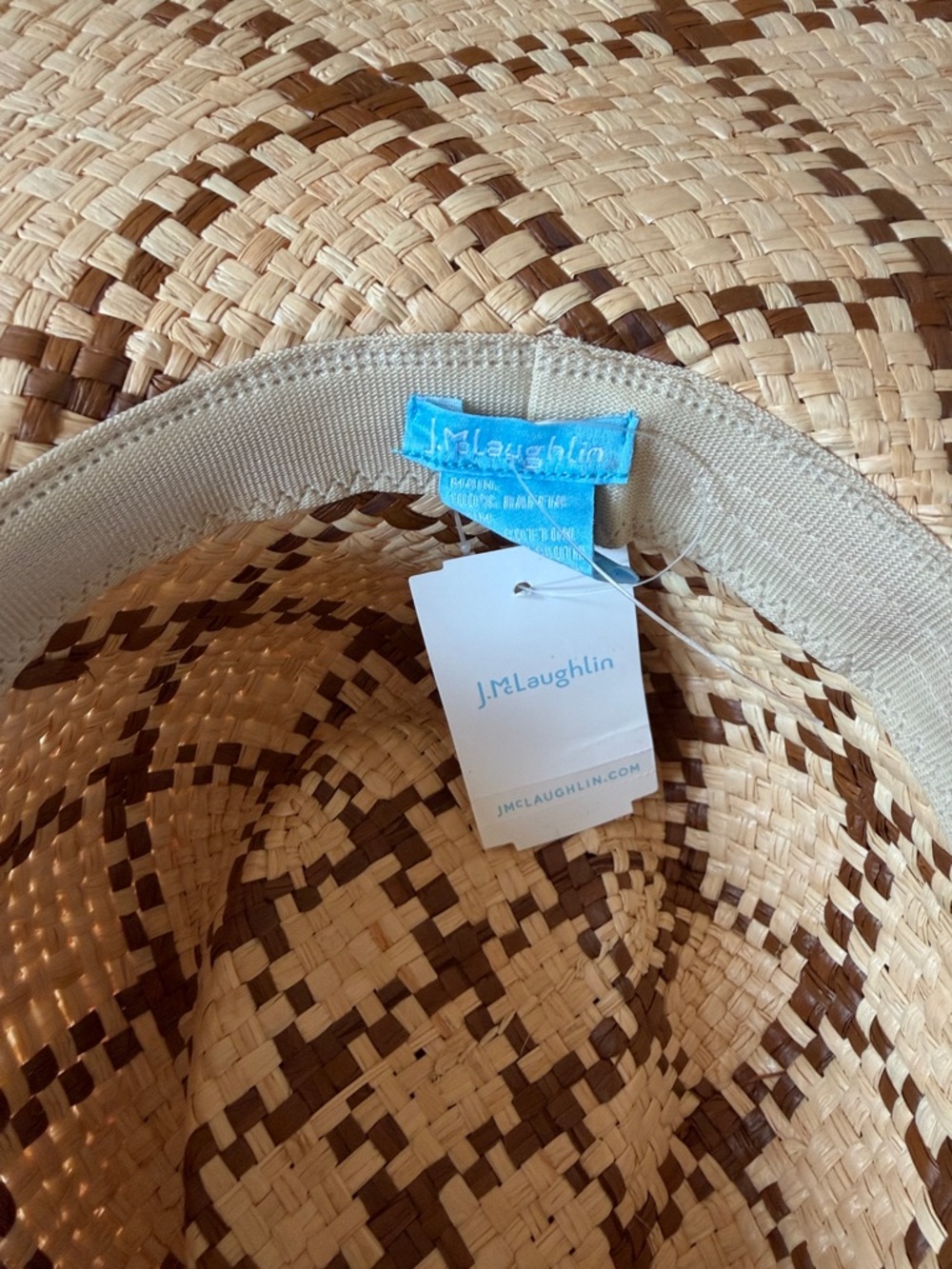 NWT J. McLaughlin Natural and Brown Woven Straw Hat one size - Picture 2 of 8